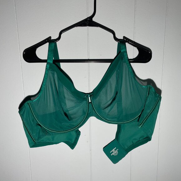 44F /44DDD Teal Mesh Curvy Contour Victoria's Secret Mesh Unlined Underwire Bra - Picture 2 of 5